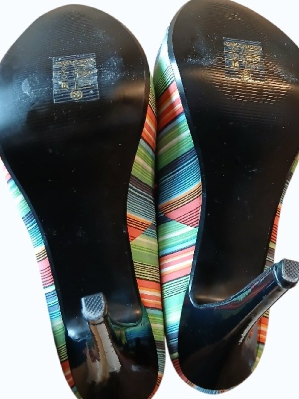 PIN UP COUTURE Stiletto Striped Fabric Pumps - Picture 9 of 16